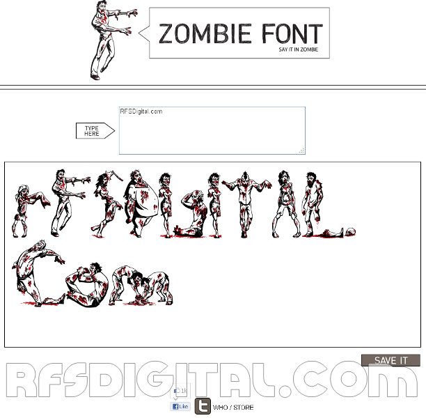 Zombiefont: Fuente [tipo de letra] hecha con zombies