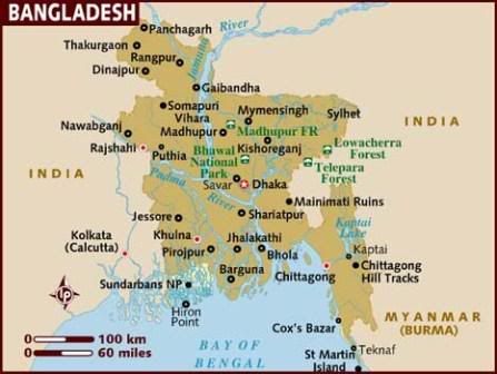 Map Of Bangladesh. angladesh places of