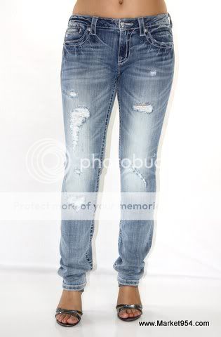 Hot Style Skinny MISS ME Jeans w Crystals white Wings Destroyed 