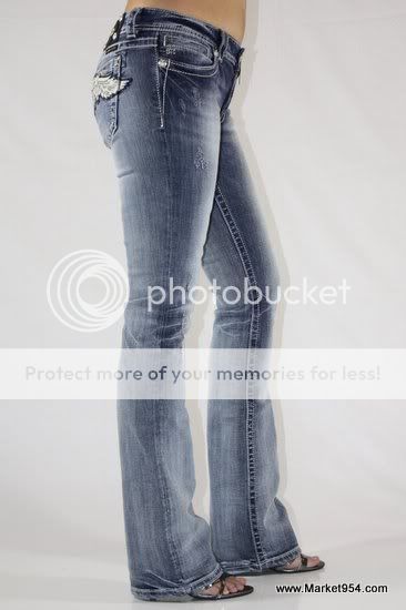 NEW Women Miss Me jeans Flowers WINGS Light Wash Distressed BOOT 