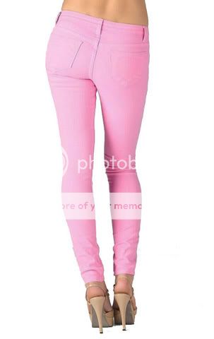 Sexy Bubble Gum Pink Color Jeans Cotton Slim Womens Pants Colored 1