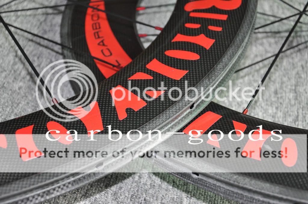 Full Carbon 3k Glossy/Red Logo Road Bike Wheels 86mm Tubular Wheelset