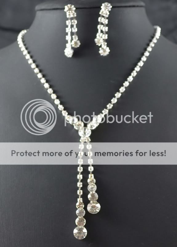  Bridal Bridesmaid crystal Tear Drop Necklace earring Jewelry sets 390