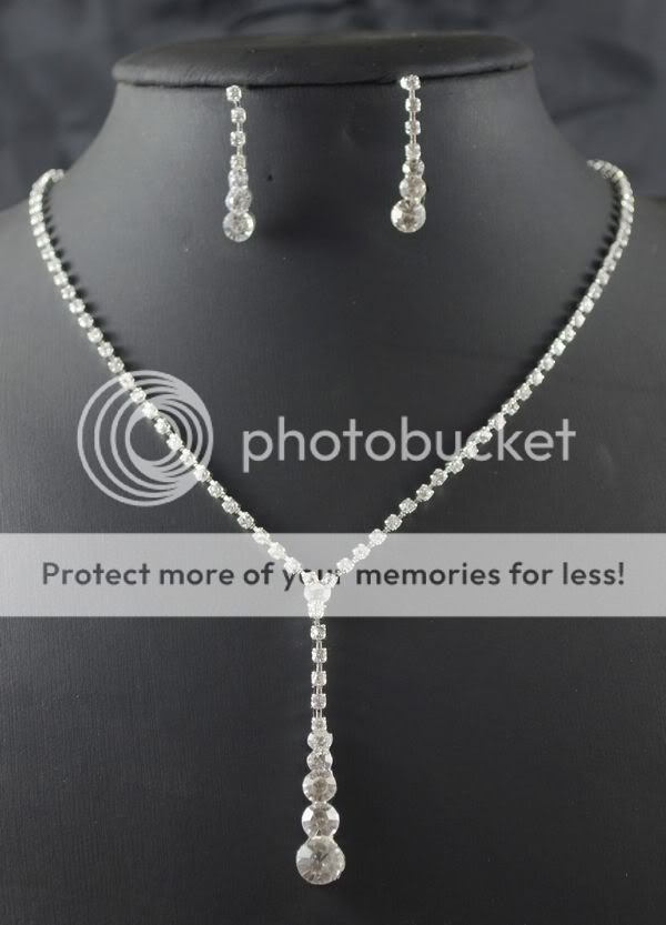   Bridal Teardrop Pageant Prom crystal necklace earring Jewelry set 405