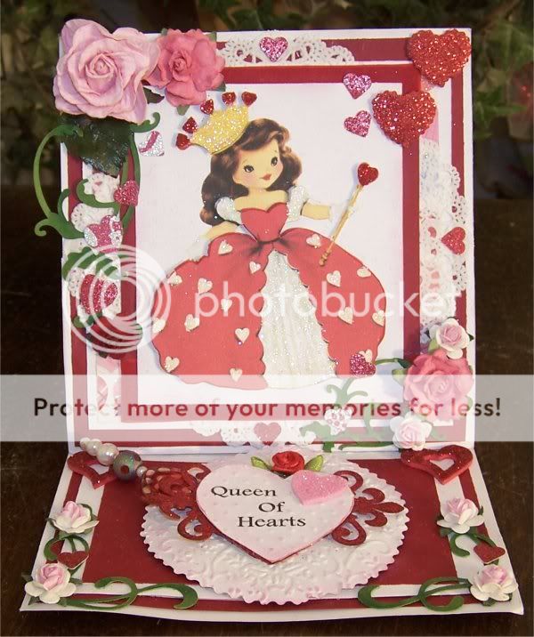 Vintage  Retro Queen of Hearts Easel Card with Box  