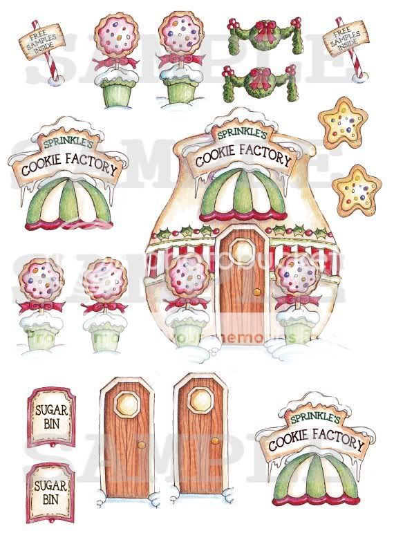    Printed for you Christmas Cookie Factory/House Make your own  