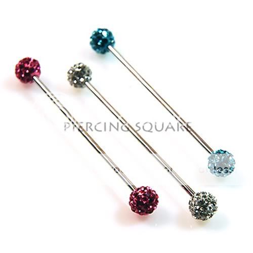 16g CRYSTAL BALL Industrial Barbells Ear Bars Piercing  