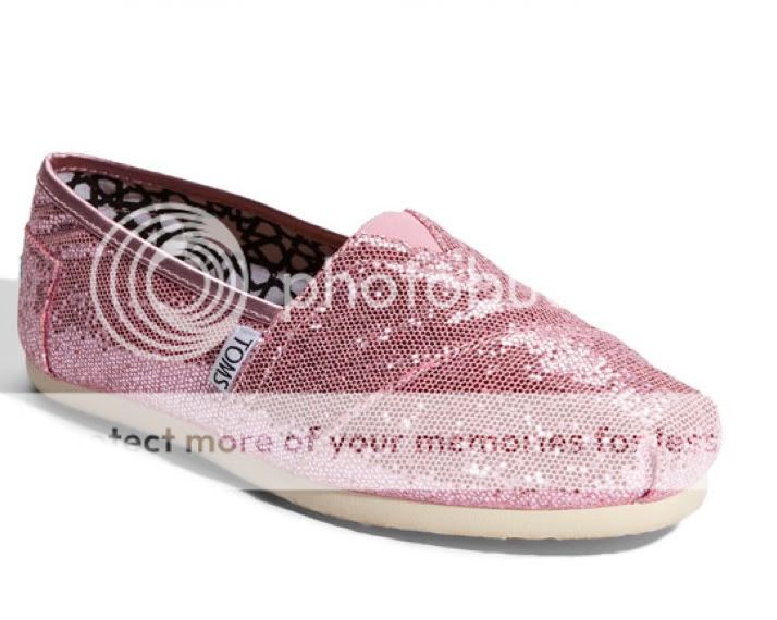 NEW TOMS SHOES WOMENS CLASSIC GLITTER PINK SIZE 6  